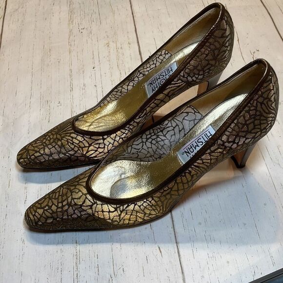 Timothy Hitsman women’s copper/gold fabric heel size 8.5. - Picture 5 of 12